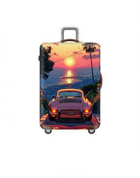 Women's stretchable suitcase cover with rabbit motif, tear-resistant stretch material and openings for handle and wheels Stornfield