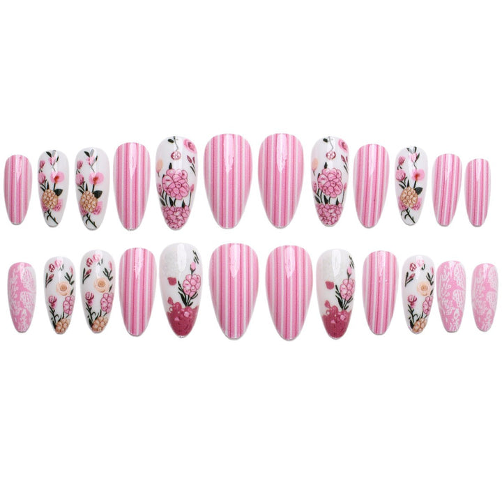 Artificial nail set with floral 3D decorations Stornfield