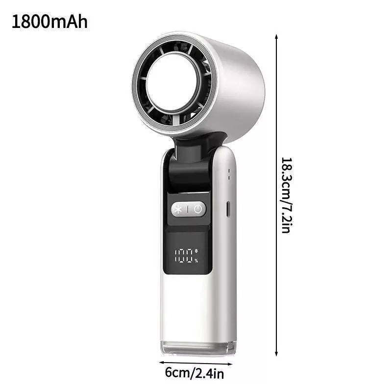 Unisex one size rechargeable portable bladeless style mini fan with foldable head LED status indicator and high capacity battery Stornfield