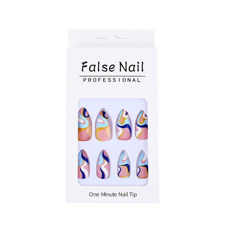 Artificial nails with modern wave-shaped design Stornfield