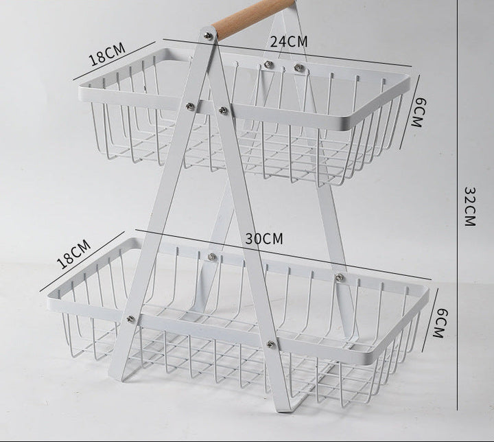 Sturdy Two-Tier Metal Storage Basket Stornfield