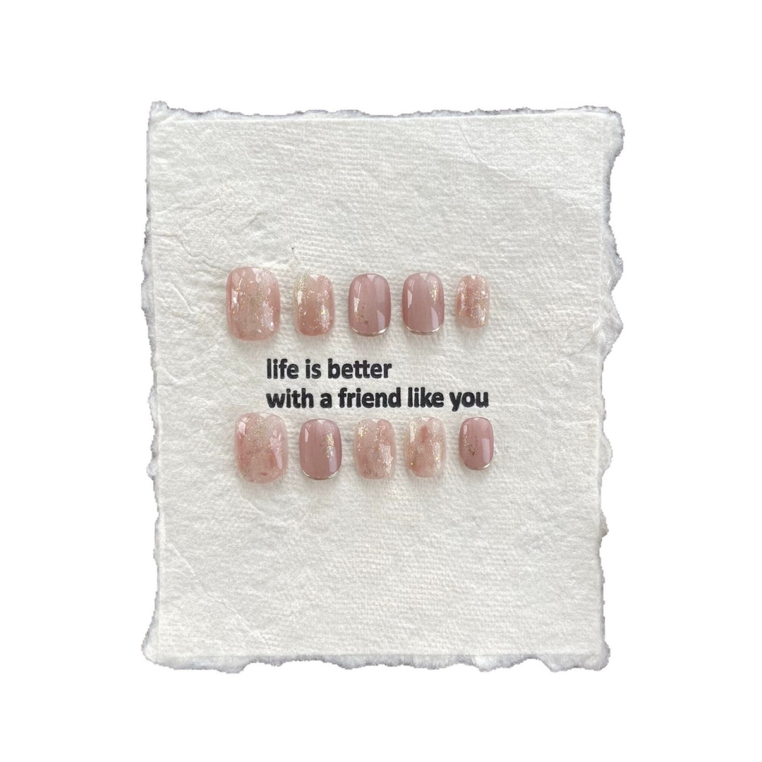 Press-On Nail Art Set with Elegant Glitter Accents