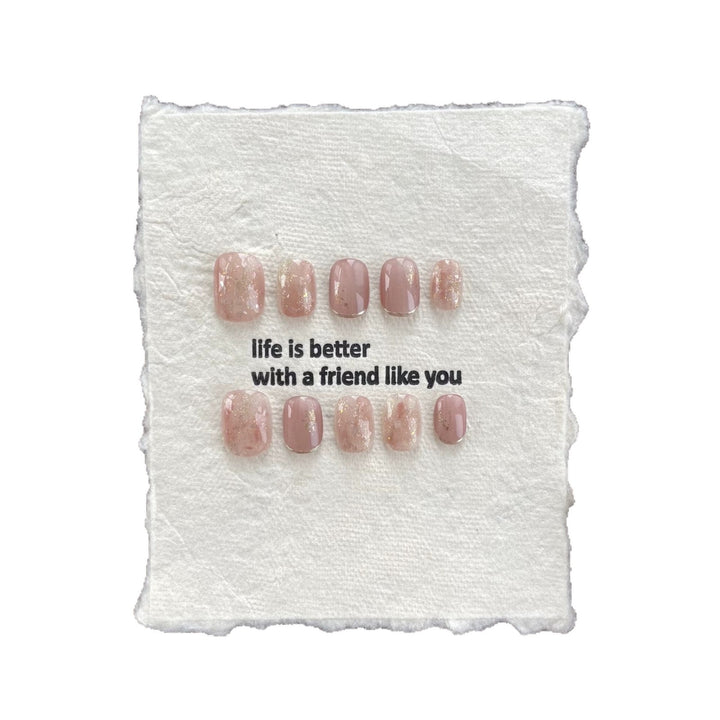 Press-On Nail Art Set with Elegant Glitter Accents