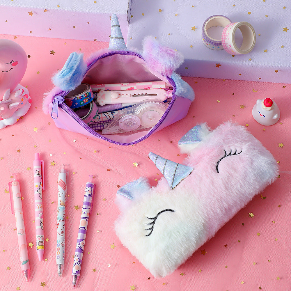 Plush Unicorn-Themed Pencil Case