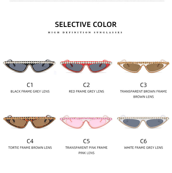 Women's Cat-Eye Sunglasses with Sparkling Stone Accents Stornfield