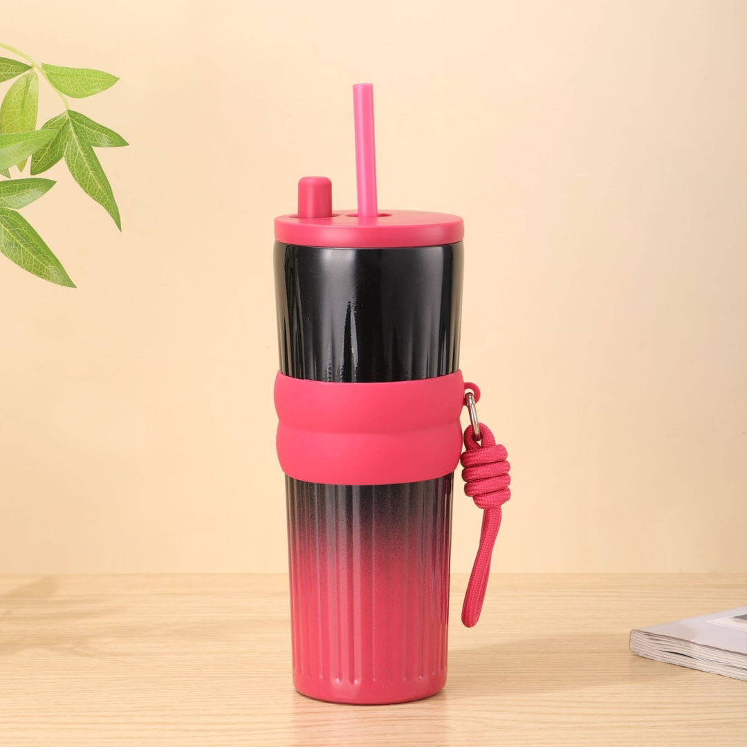 Ladies multifunctional insulated drinking bottle with integrated straw and practical carrying handle Stornfield