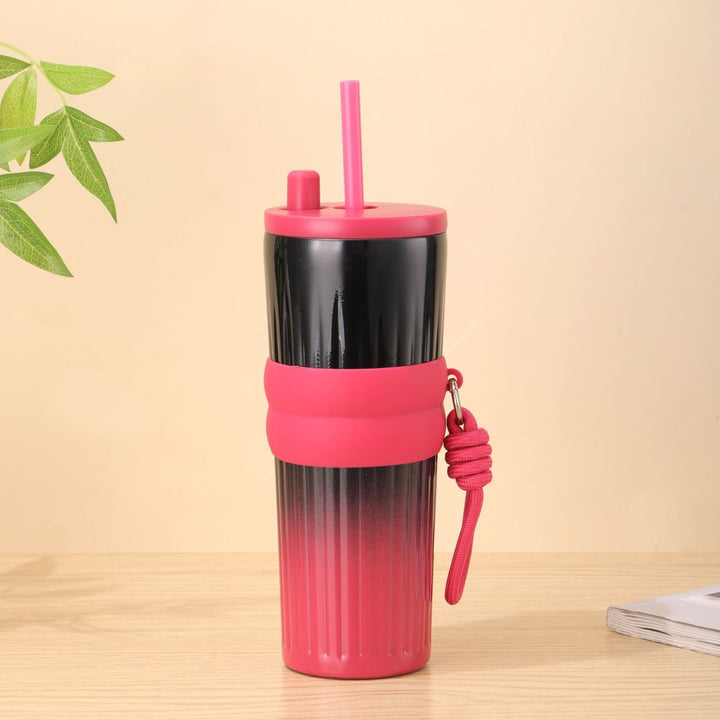 Ladies multifunctional insulated drinking bottle with integrated straw and practical carrying handle Stornfield