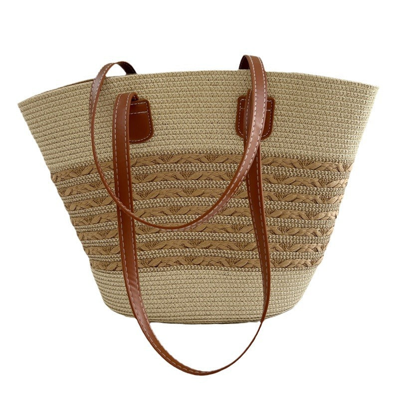 Handcrafted wicker bag with elegant leather accents Stornfield