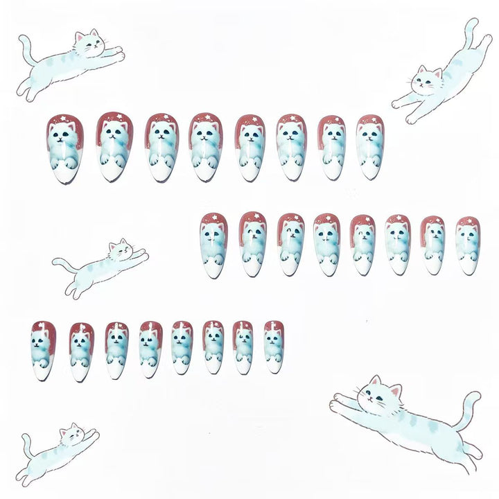 Creative artificial nails with playful cat design Stornfield