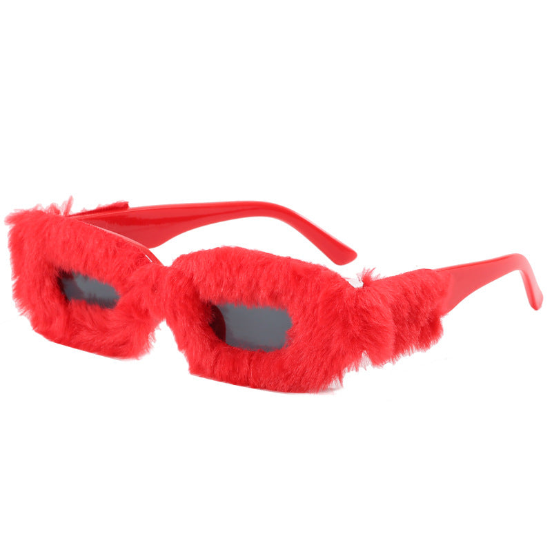 Ladies extravagant sunglasses with luxurious fur frame Stornfield