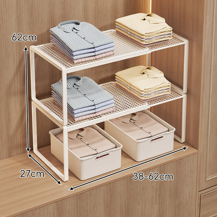 Adjustable Mesh Shelf Riser for Closet Countertop and Cabinet