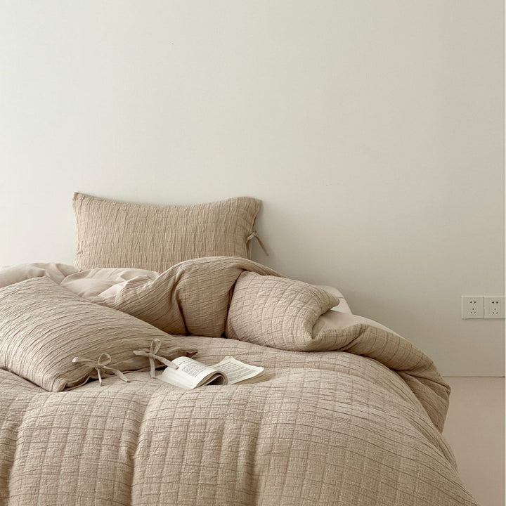 Washed Cotton Gingham Duvet Cover Set with Envelope Closure & Matching Pillow Shams