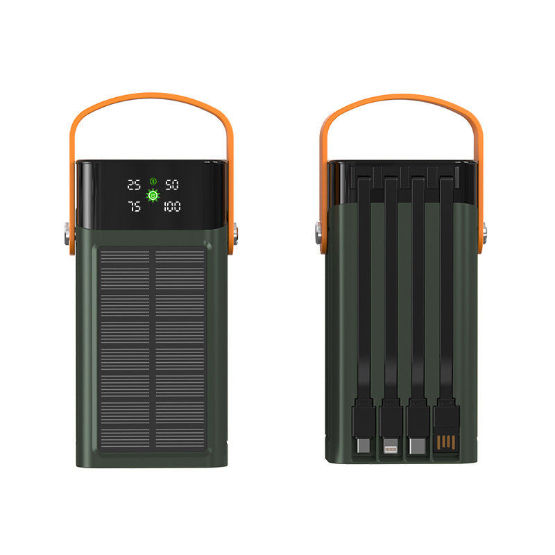 Portable solar power bank with integrated charging station and LED display Stornfield