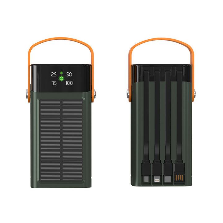 Portable solar power bank with integrated charging station and LED display Stornfield