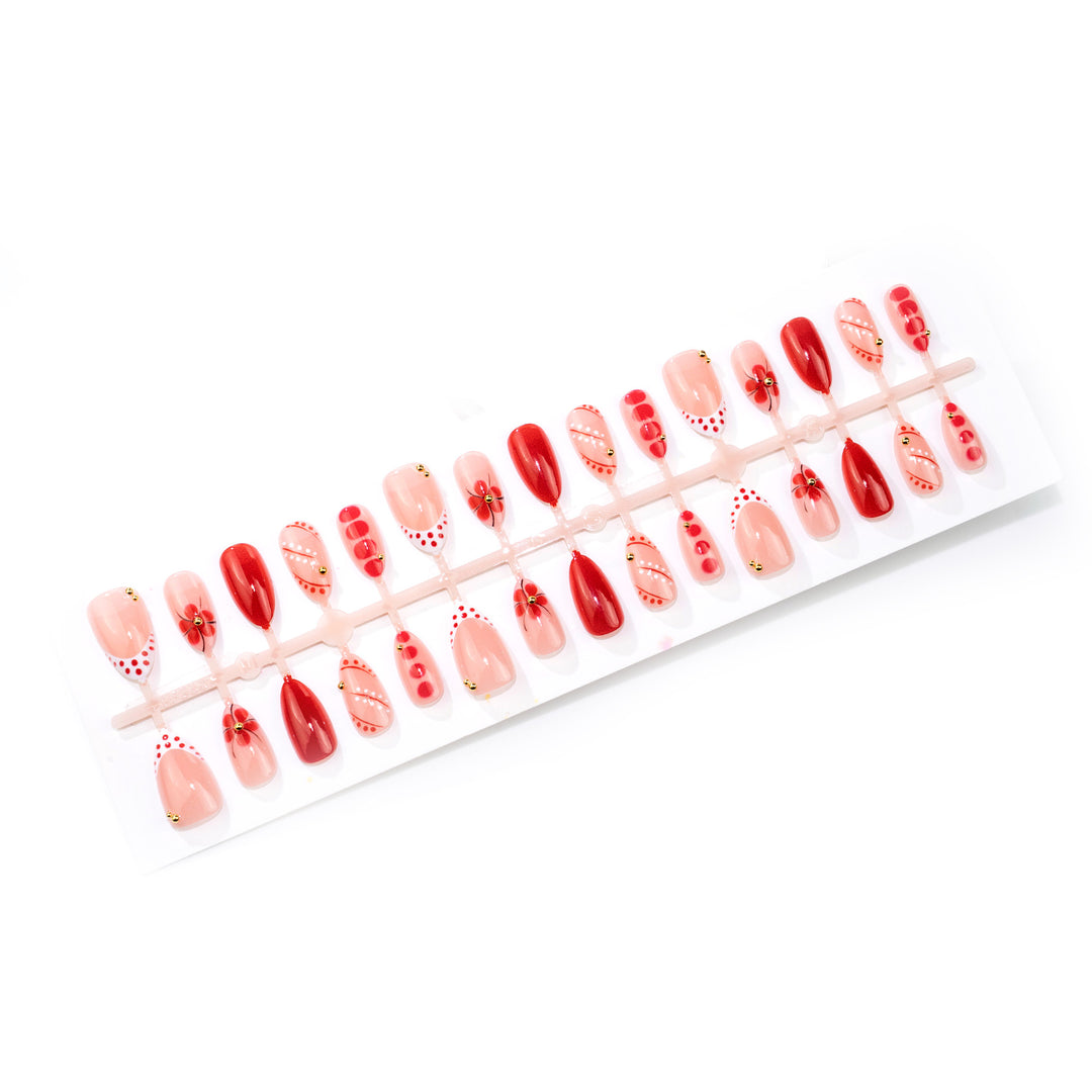Artistic Blossom-Themed Press-On Nail Set Stornfield