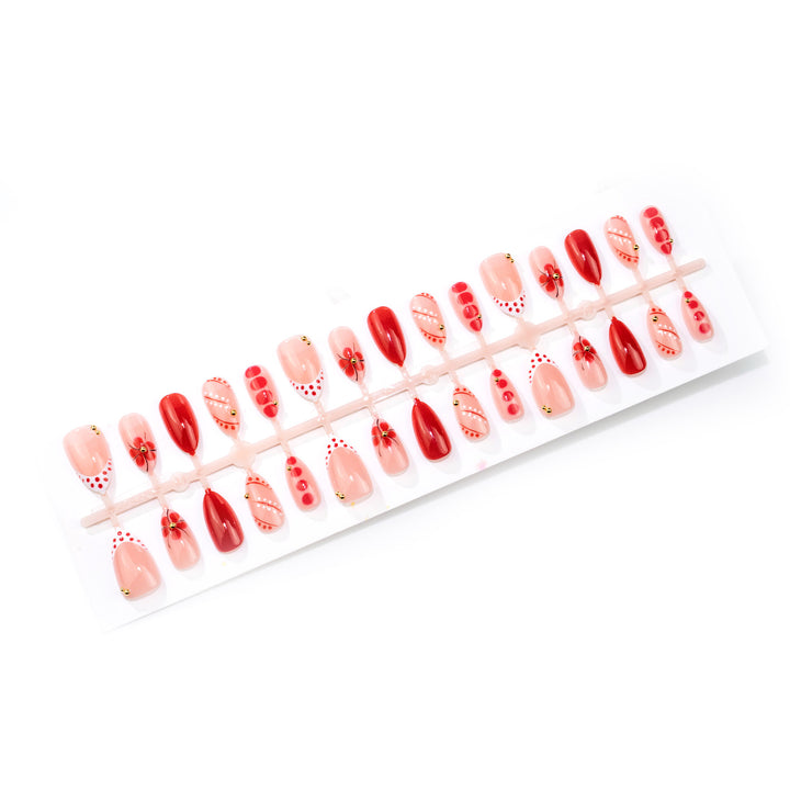 Artistic Blossom-Themed Press-On Nail Set Stornfield