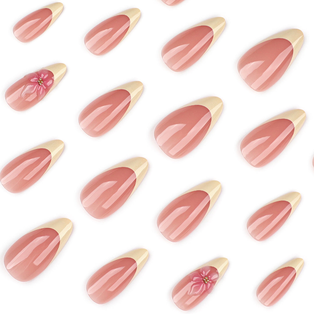 Artful stiletto nails with elegant flower accent Stornfield