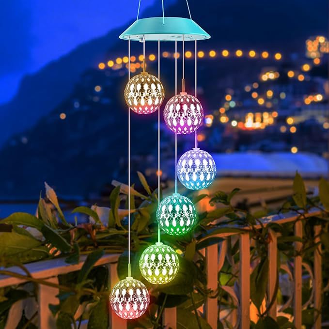 Solar-Powered Hanging Hummingbird LED Wind Chime With Color-Changing RGB Acrylic Birds And Weatherproof Top Stornfield
