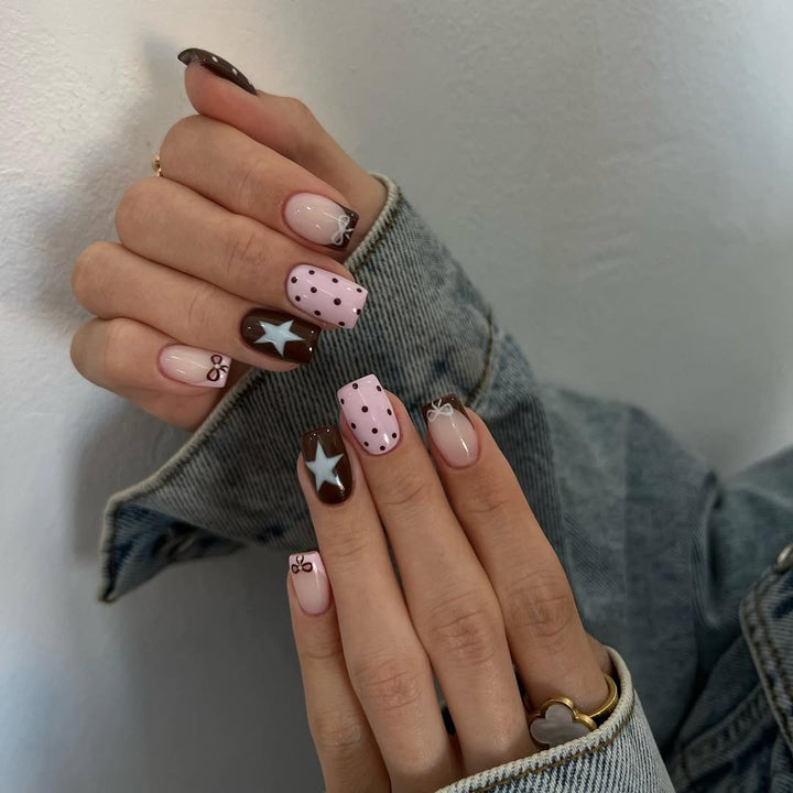 Artificial nail set with playful motifs and high-quality decorations Stornfield