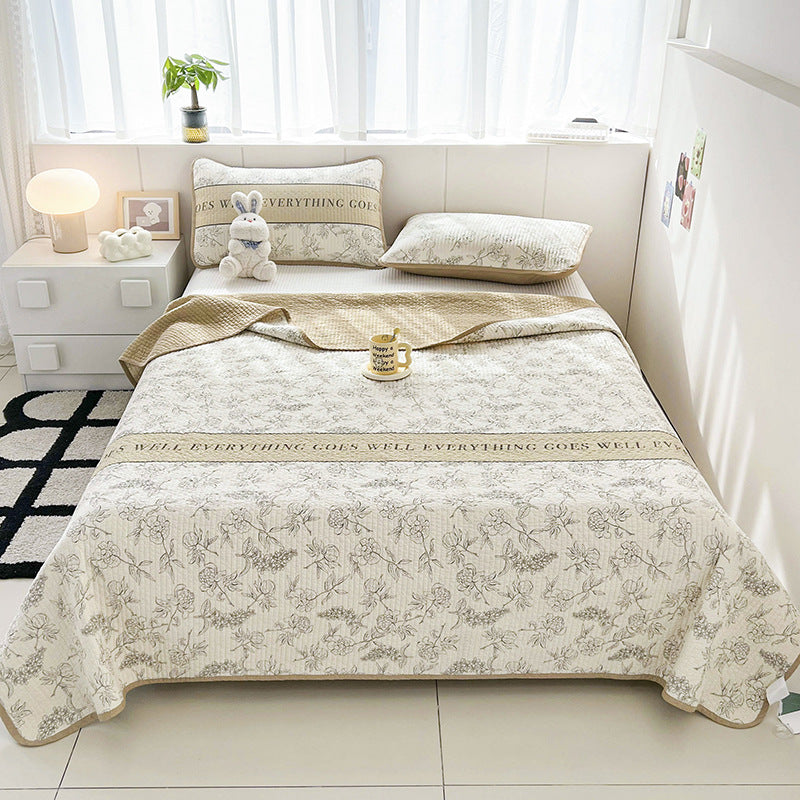 Lightweight Quilted Cotton Bedspread and Mattress Coverlet Set