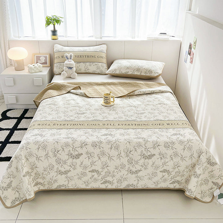 Lightweight Quilted Cotton Bedspread and Mattress Coverlet Set