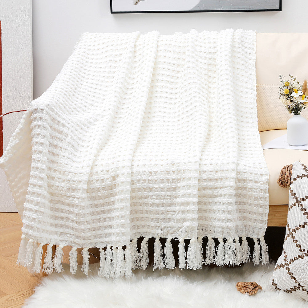 Women's Structured Throw Blanket with Fringes Stornfield