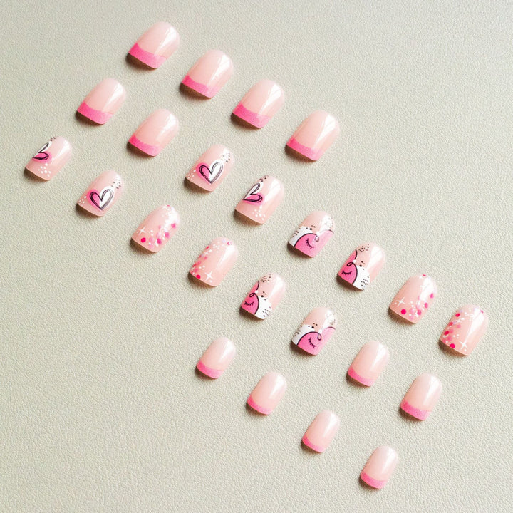 Artistic Nail Art Kit with Heart and Sparkle Designs