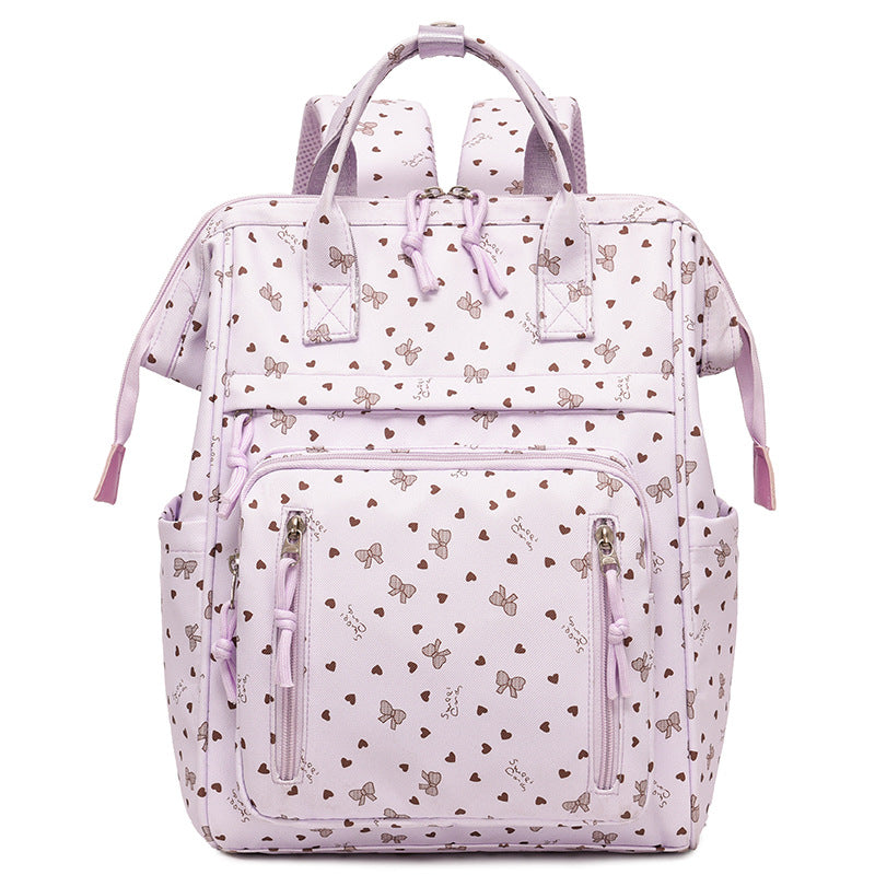 Stylish Heart-Printed Multi-Pocket Backpack Stornfield