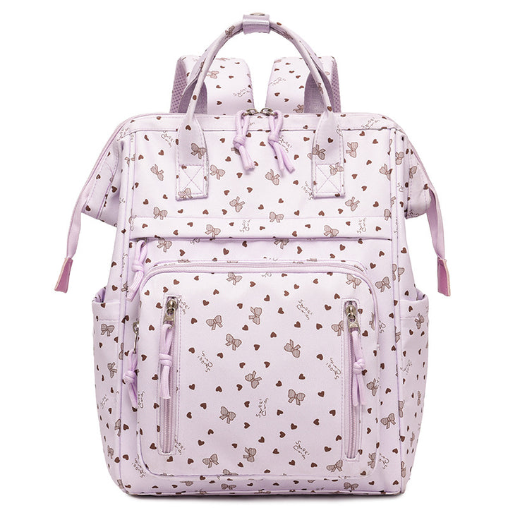 Stylish Heart-Printed Multi-Pocket Backpack Stornfield
