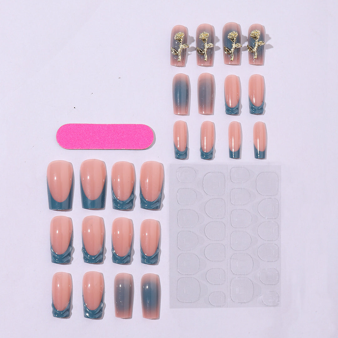 Elegant artificial nail creations with golden embellishments Stornfield