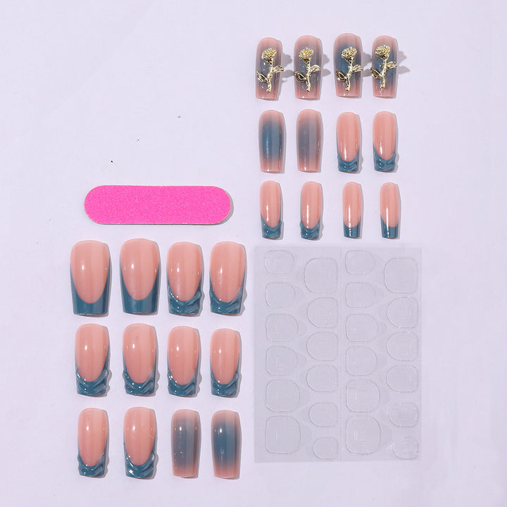 Elegant artificial nail creations with golden embellishments Stornfield