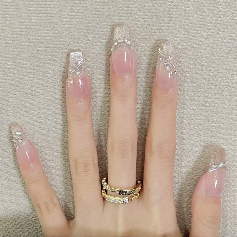 Decorative Press-On Nail Set with Glitter and Rhinestone Accents Stornfield
