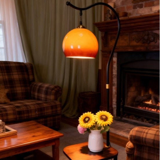 Modern Floor Lamp with Integrated Side Table
