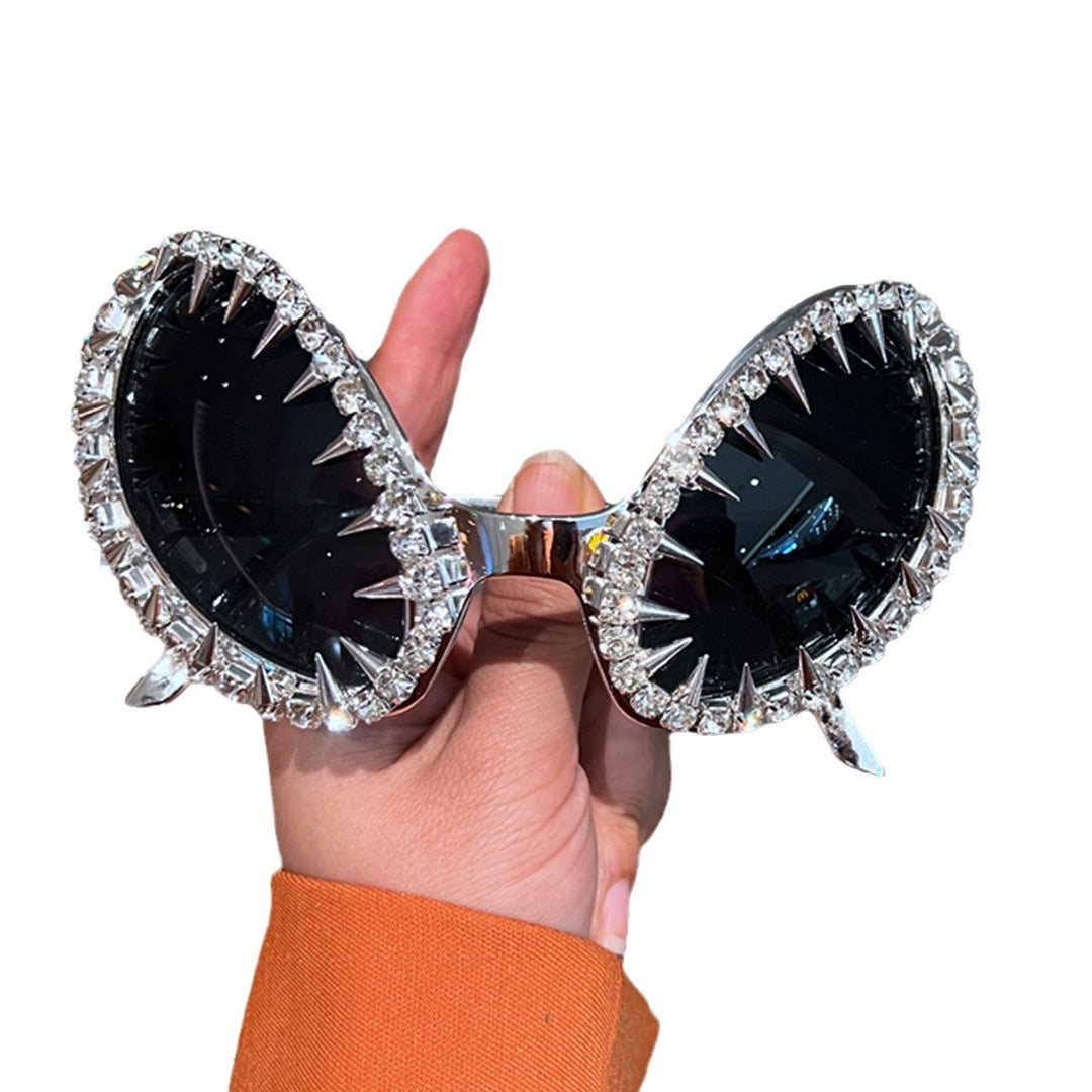 Women futuristic statement sunglasses with glittering crystal frame Stornfield