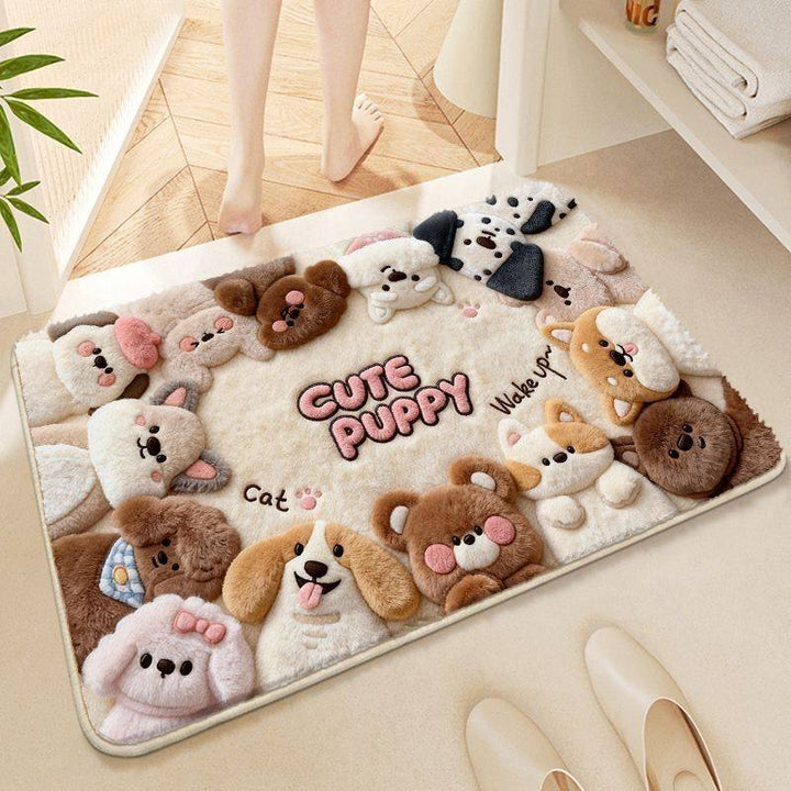 Cartoon-Themed Plush Bath Mat for Bathroom