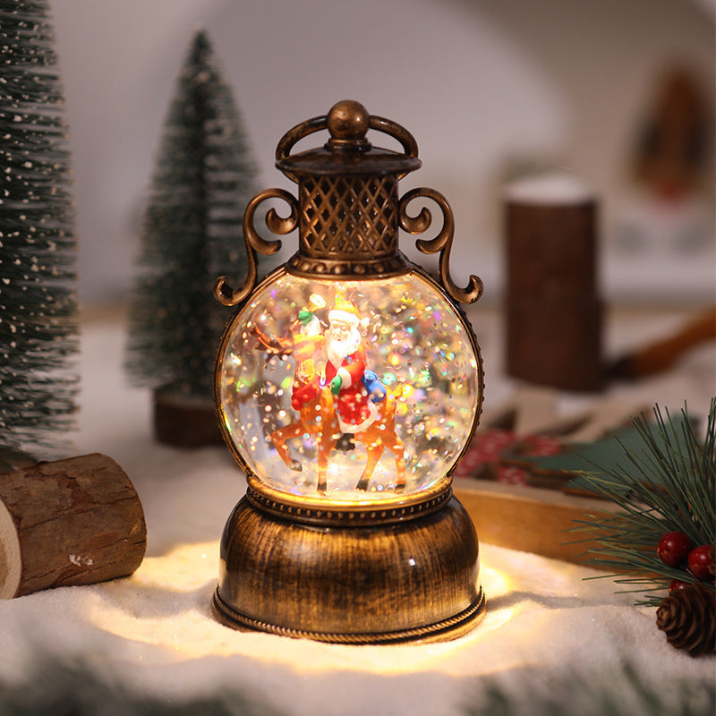Nostalgic Christmas lantern with movable snowman scene Stornfield