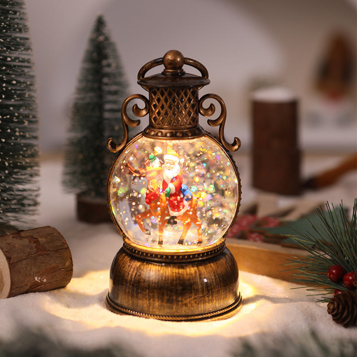 Nostalgic Christmas lantern with movable snowman scene Stornfield