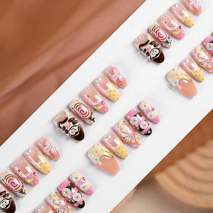 Artistic Chocolate-Inspired Press-On Nail Set Stornfield