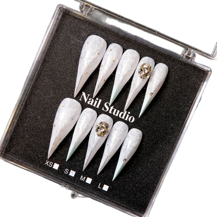 Premium Stiletto Press-On Nail Kit with Decorative Accents
