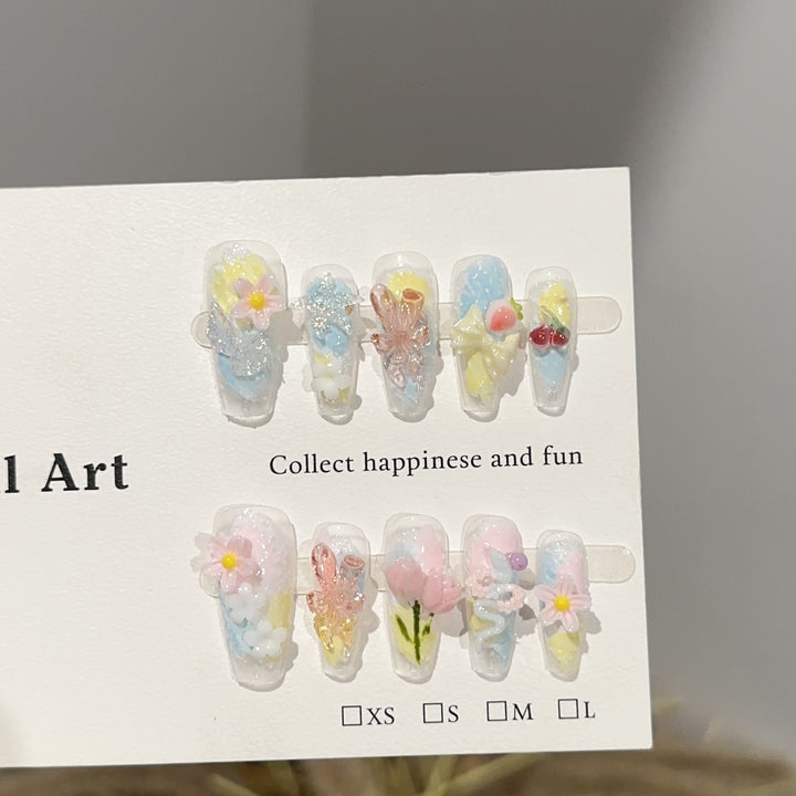 Themed Floral Press-On Nail Art Collection
