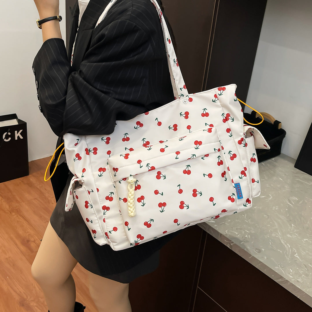 Cherry Print Multi-Pocket Tote Bag Stornfield