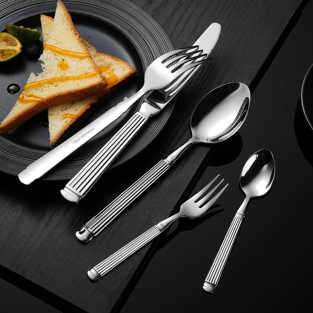 Elegant dessert spoon with exclusive surface design Stornfield