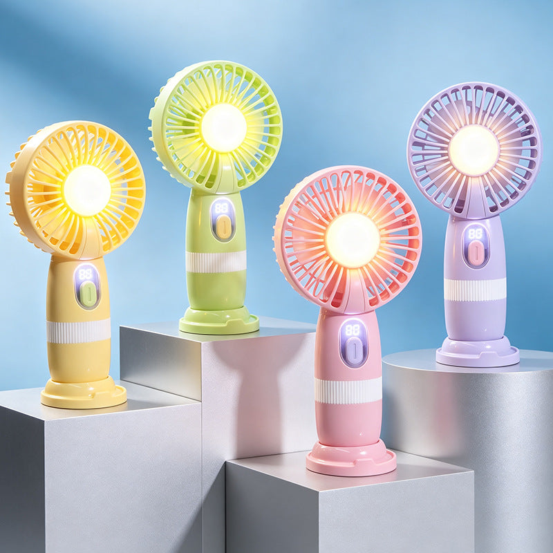 Ladies portable USB hand fan with LED light and digital temperature display Stornfield