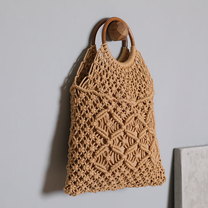Macrame bag with wooden handle Stornfield