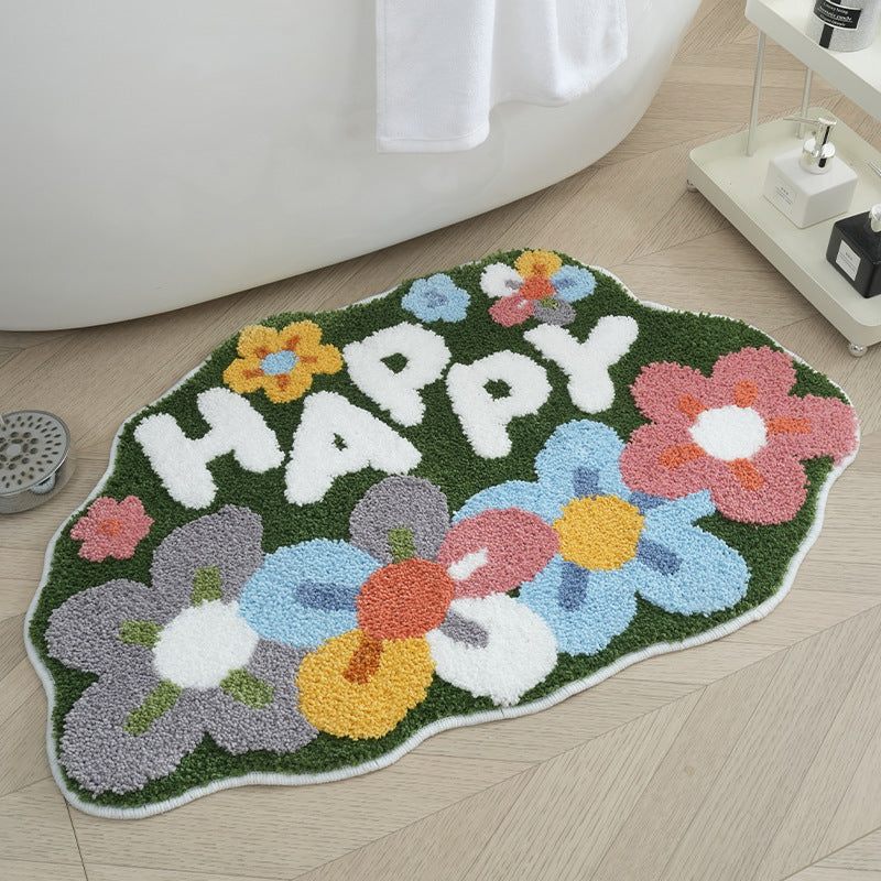Floral Design Bathroom Mat