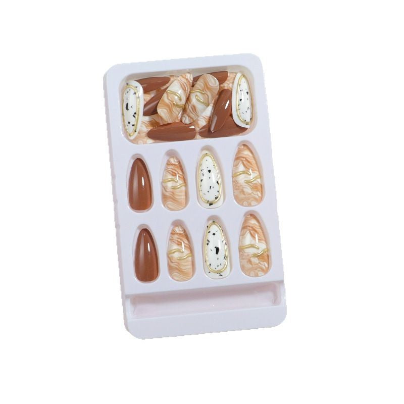 Elegant Ombre Press-On Nail Tips with Metallic Accents Stornfield