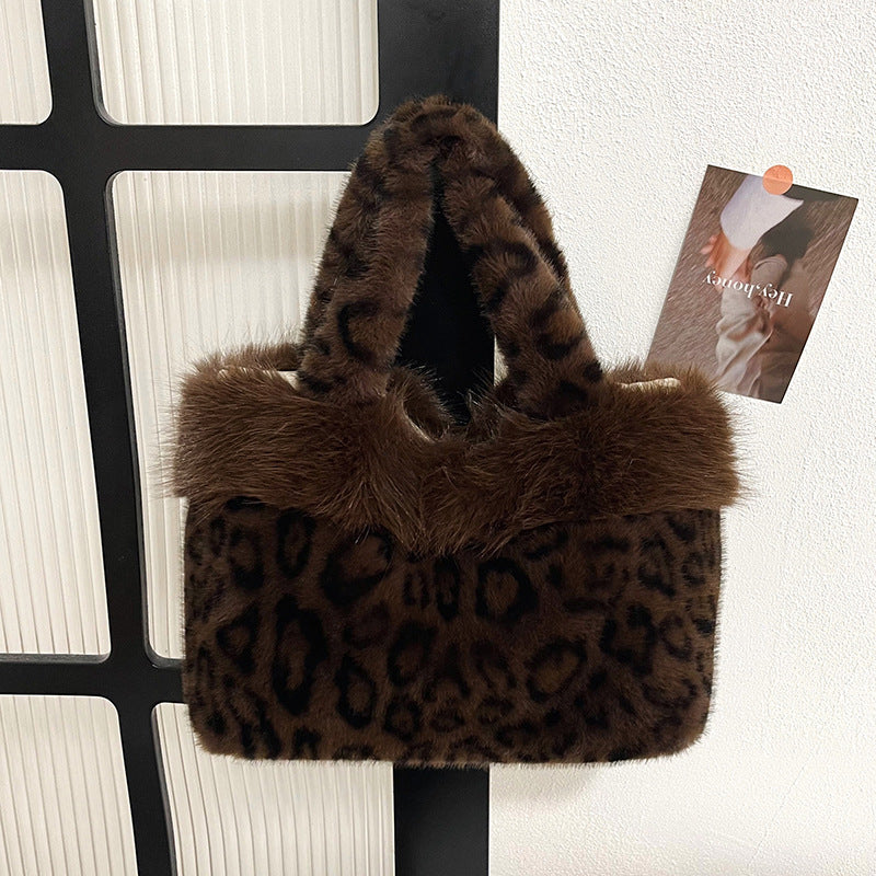 Luxe Faux Fur Leopard Print Handbag