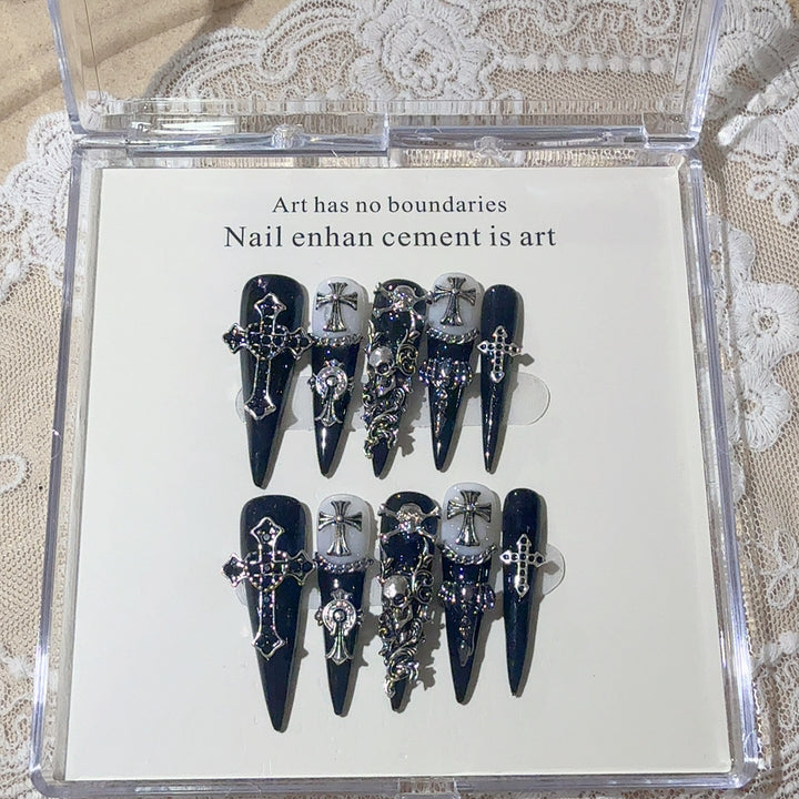 Gothic-Themed Press-On Nail Art Set