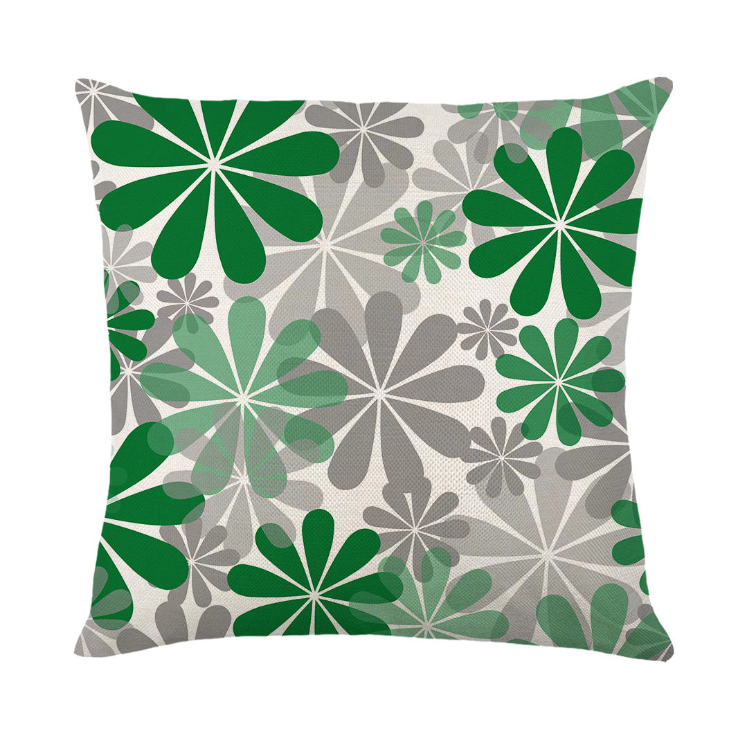 Artistic Daisy Print Linen Throw Pillow