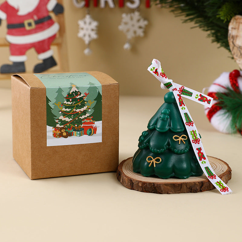 Hand-Poured Christmas Tree Shaped Holiday Scented Decorative Candle with Gift Box